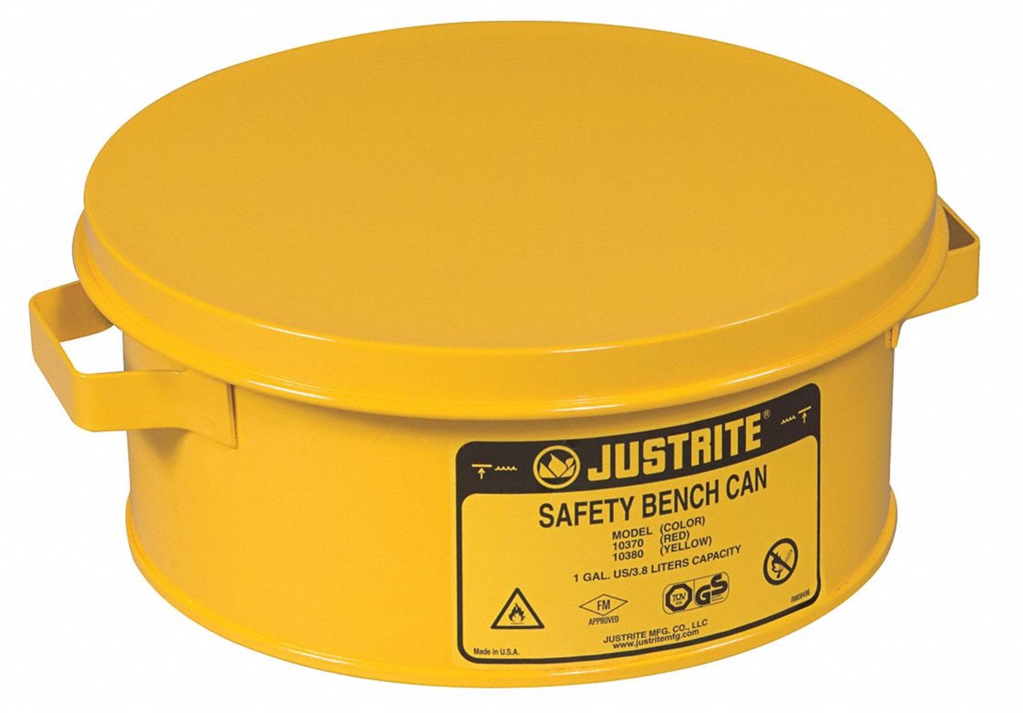 Steel Justrite Bench Can, 4L Capacity, Yellow