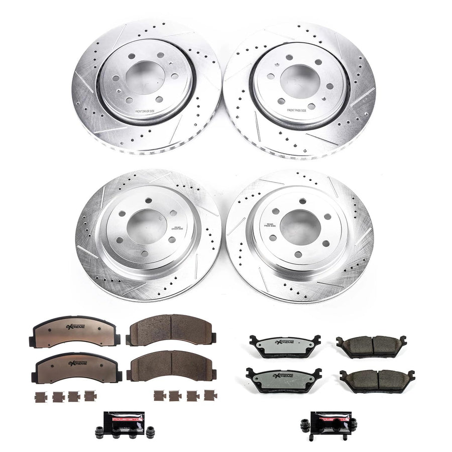 Power Stop K8026-36 Truck & Tow Front and Rear Drilled and Slotted Rotors and Z36 Carbon-Fiber Ceramic Brake Pads Brake Kit For Ford Expedition Ford F-150 Linicoln Navigator