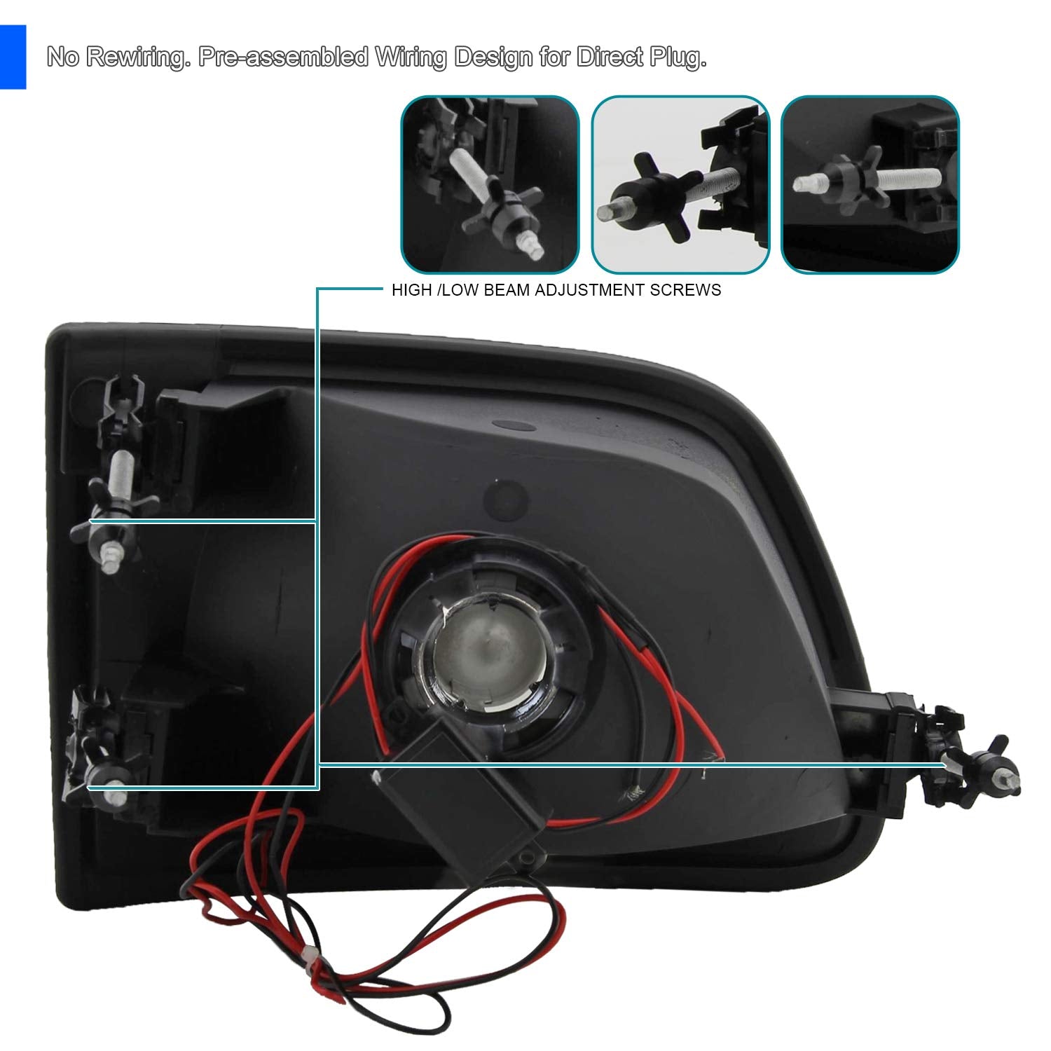 Led Head Lights + Corner Lights Turn Signal Lamp SPEC-D TUNING Comopatible with 1997-2003 Ford F150 Left + Right Pair