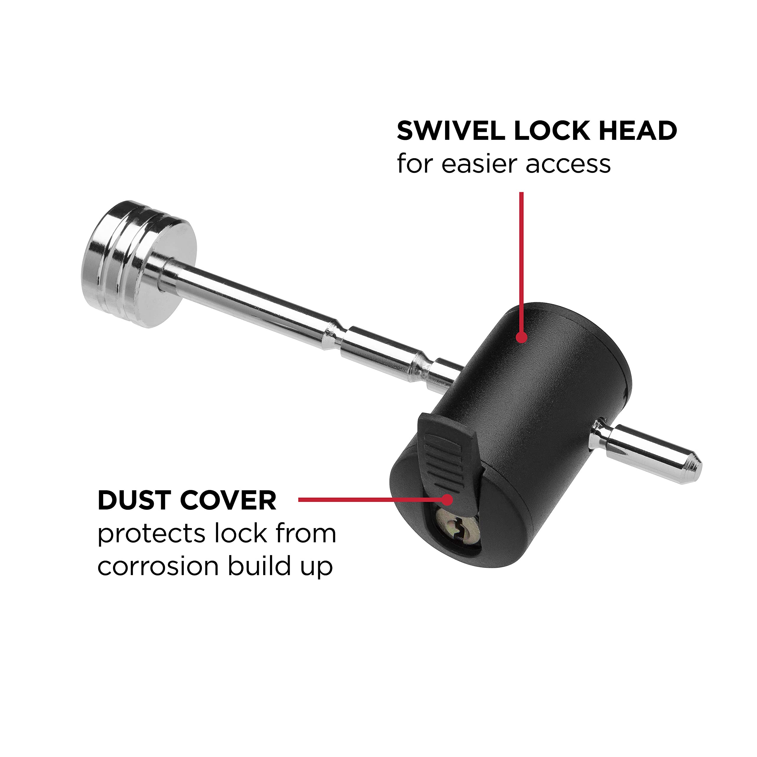 Chrome TOWSMART Adjustable Right Angle Trailer Coupler Lock, 1/4 in. Diameter Pin, 1 in. to 3 in. Span