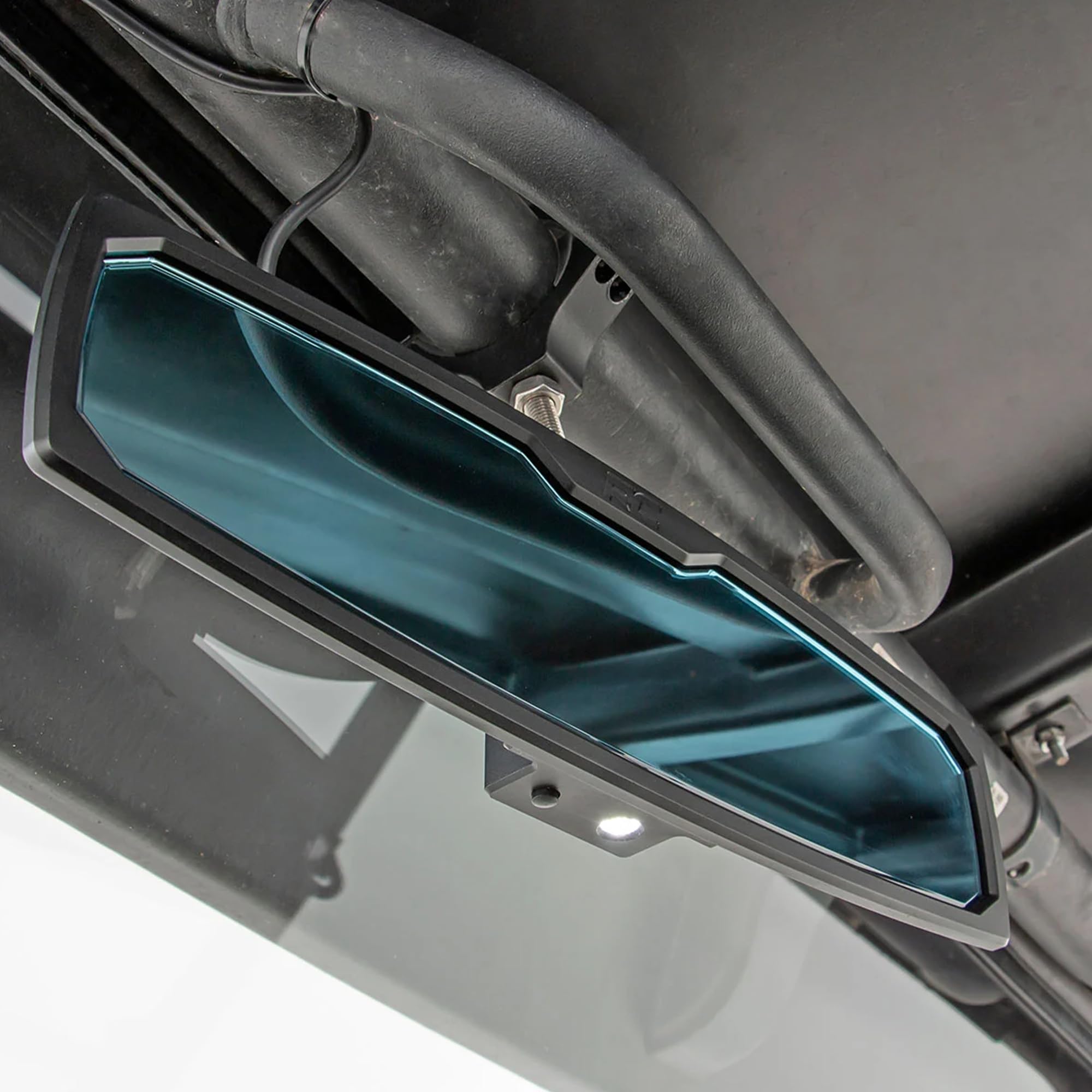 12" Rough Country UTV Aluminum Rear View Mirror with Dome Light - 1.75"- 2" Mount