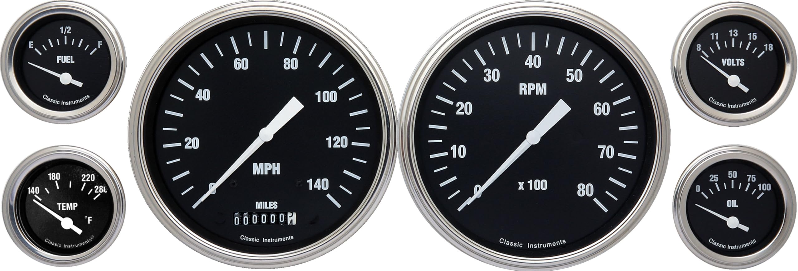 Hot Rod Series Classic Instruments HR51SLF 6 Gauge Package