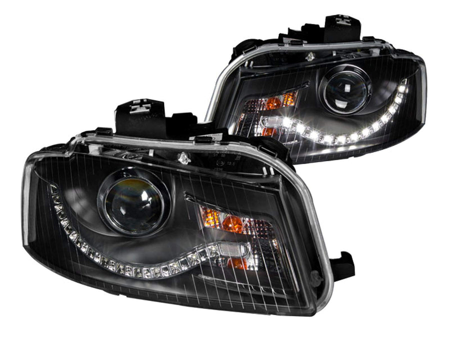 Black Clear AnzoUSA R8 LED Style Projector Headlight for Audi A3 - (Sold in Pairs)