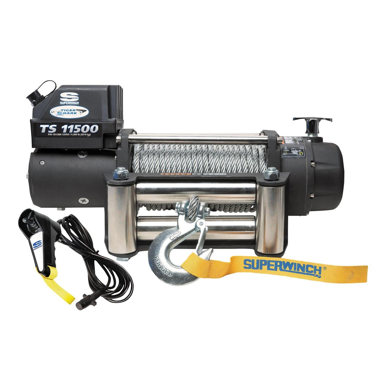 Tiger Shark Superwinch 1511200 11.5, 12 VDC winch, 11,500 lb/5,216 kg capacity with roller fairlead