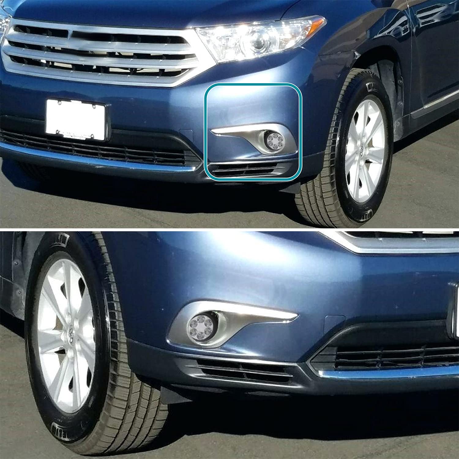 Spec-D Tuning LED Fog Lights Clear Lens +Built-In LED Bulbs+Switch Included Compatible with Toyota Highlander 2011-2013 L+R Pair Assembly