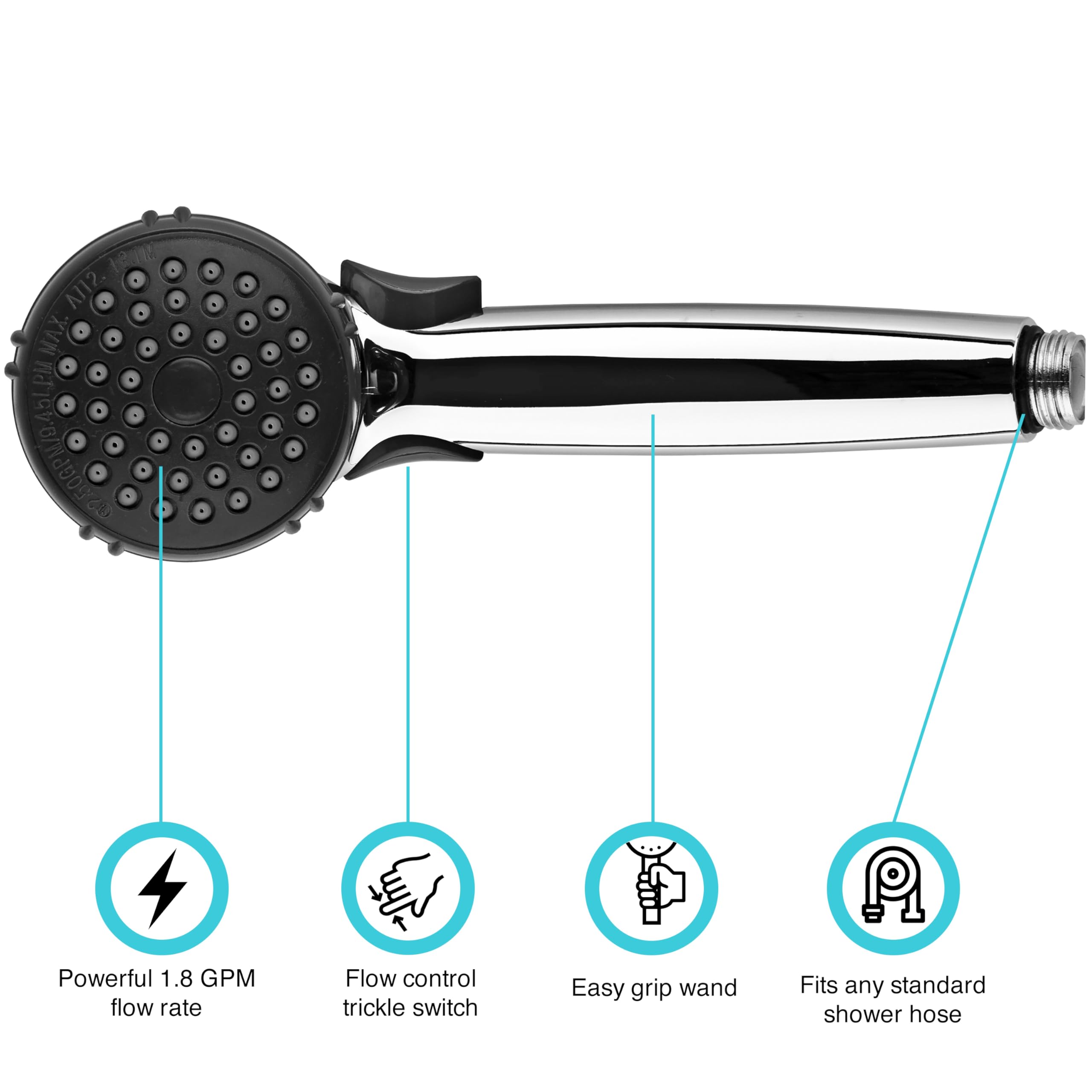 Dura Faucet RV Hand Held Shower Head DF-SA400K-CP - Stainless Steel Hose Kit (Chrome)