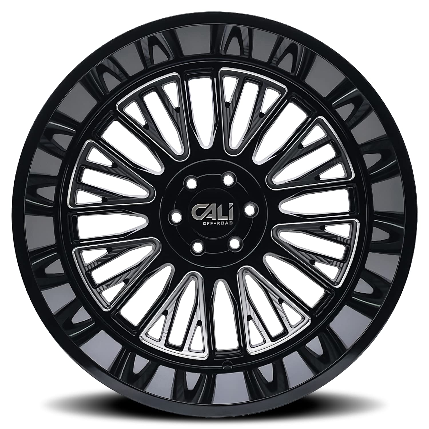 Vertex Cali Off-Road 9116 Gloss Black Milled Wheel (22 x 22. inches /8 x 165 mm, 44 mm Offset)