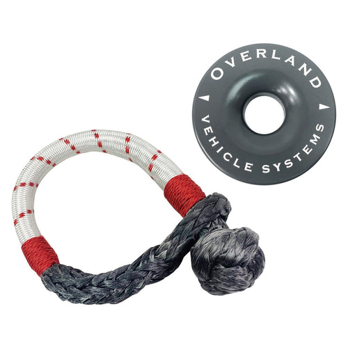 Overland Vehicle Systems Soft Shackle Combo Pack of 7/16" 41,000 lb. and Recovery Ring 4.0" 41,000 lb. with Storage Bag - for Use with Truck, SUV, ATV and UTV