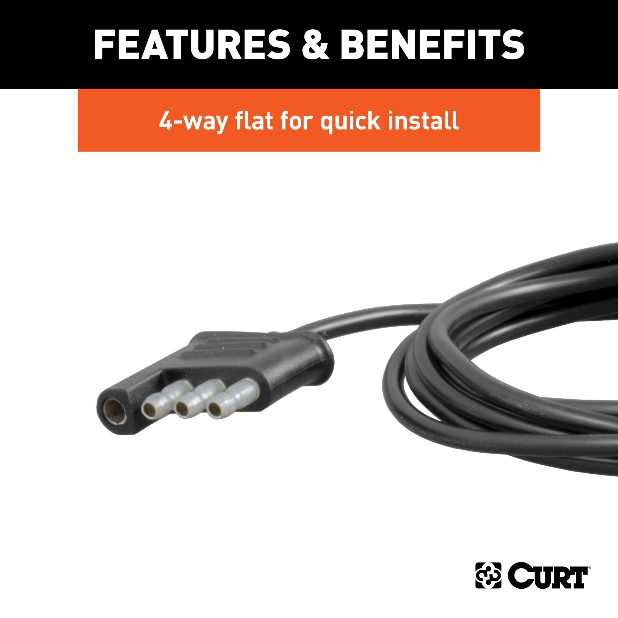 CURT Auxiliary Automotive LED Light Strips for Cargo Carrier Hitch, Bike Rack, 2-Pack