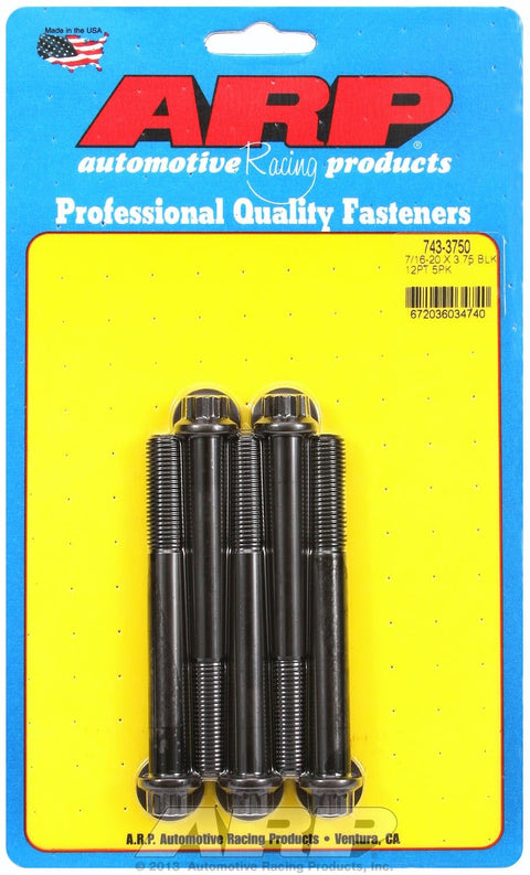 ARP 3.750in 7/16in - 20 Black Oxide Bolts (5/pkg)