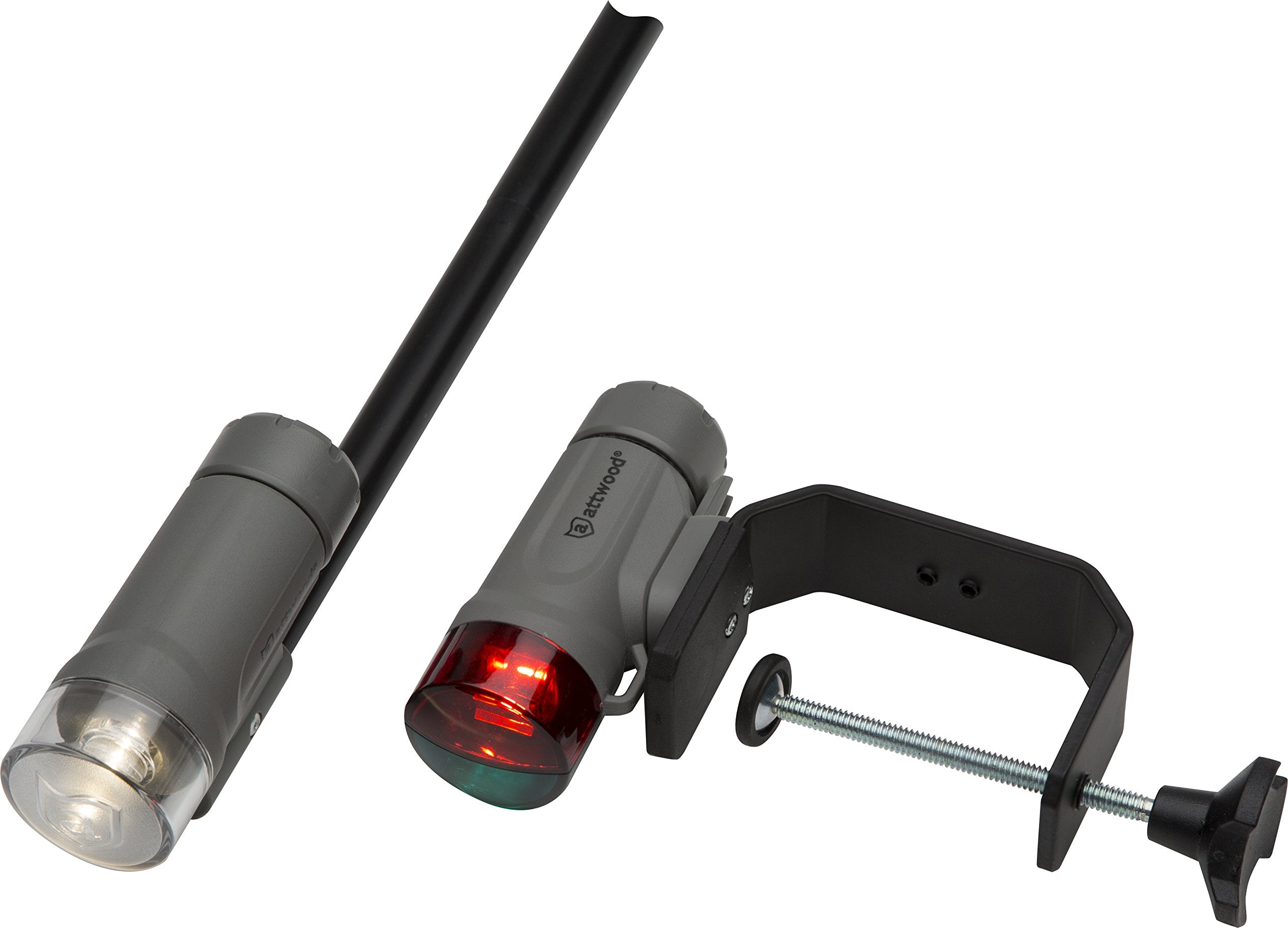 Portable attwood 14190-7 Water-Resistant Clamp-On LED Light Kit with Marine Gray Finish