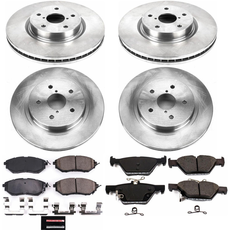 Brake Kit Power Stop For Subaru 2015-2019 Legacy 3.6R | 2015-2019 Outback | 2016-2020 WRX [with Eyesight Tech] Front and Rear Autospecialty Replacement Brake Rotors and Ceramic Pads KOE7028