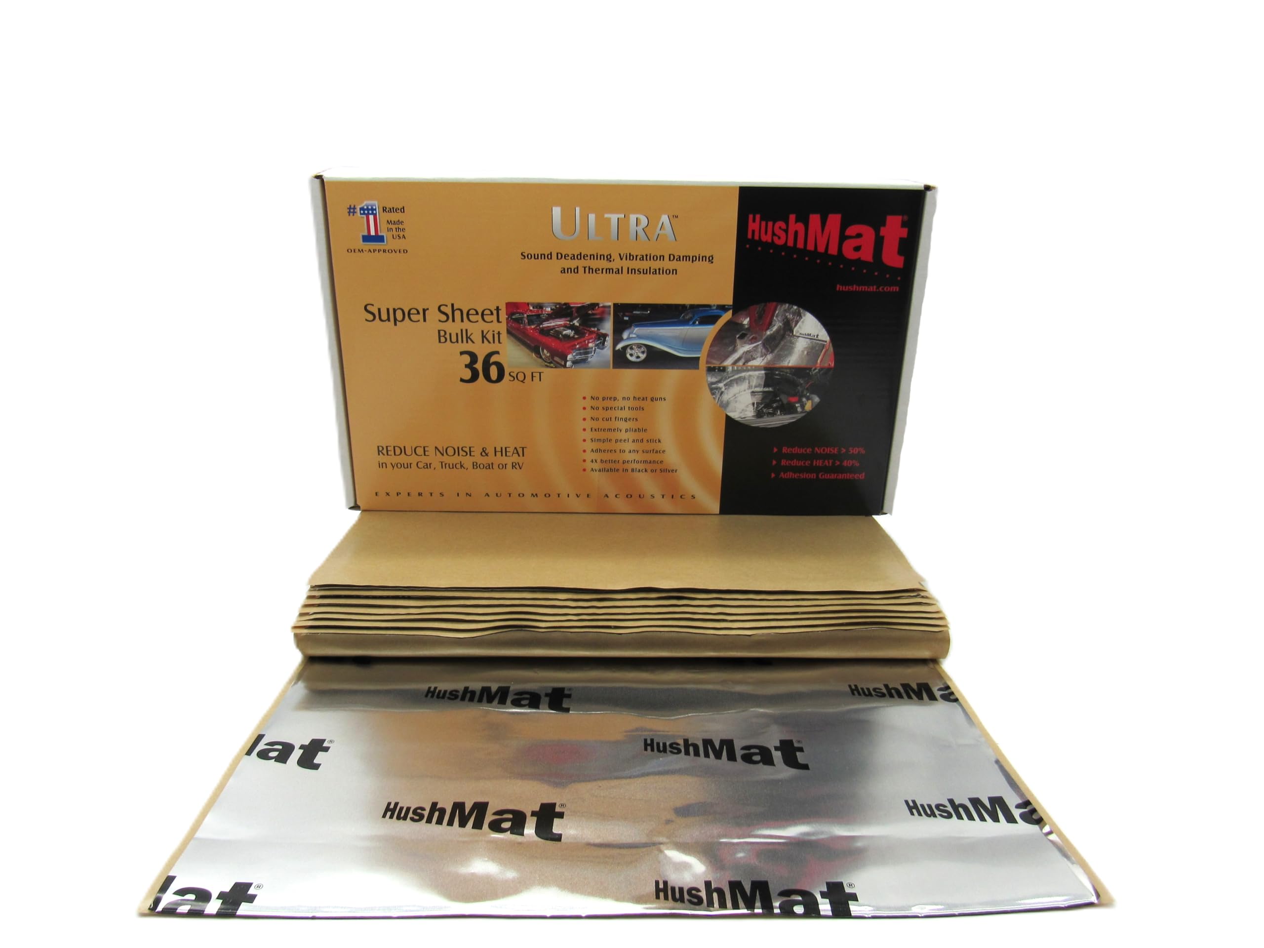 Super Bulk Kit HushMat – Sound Deadening & Thermal Insulation (36 Sq Ft, Silver Foil)