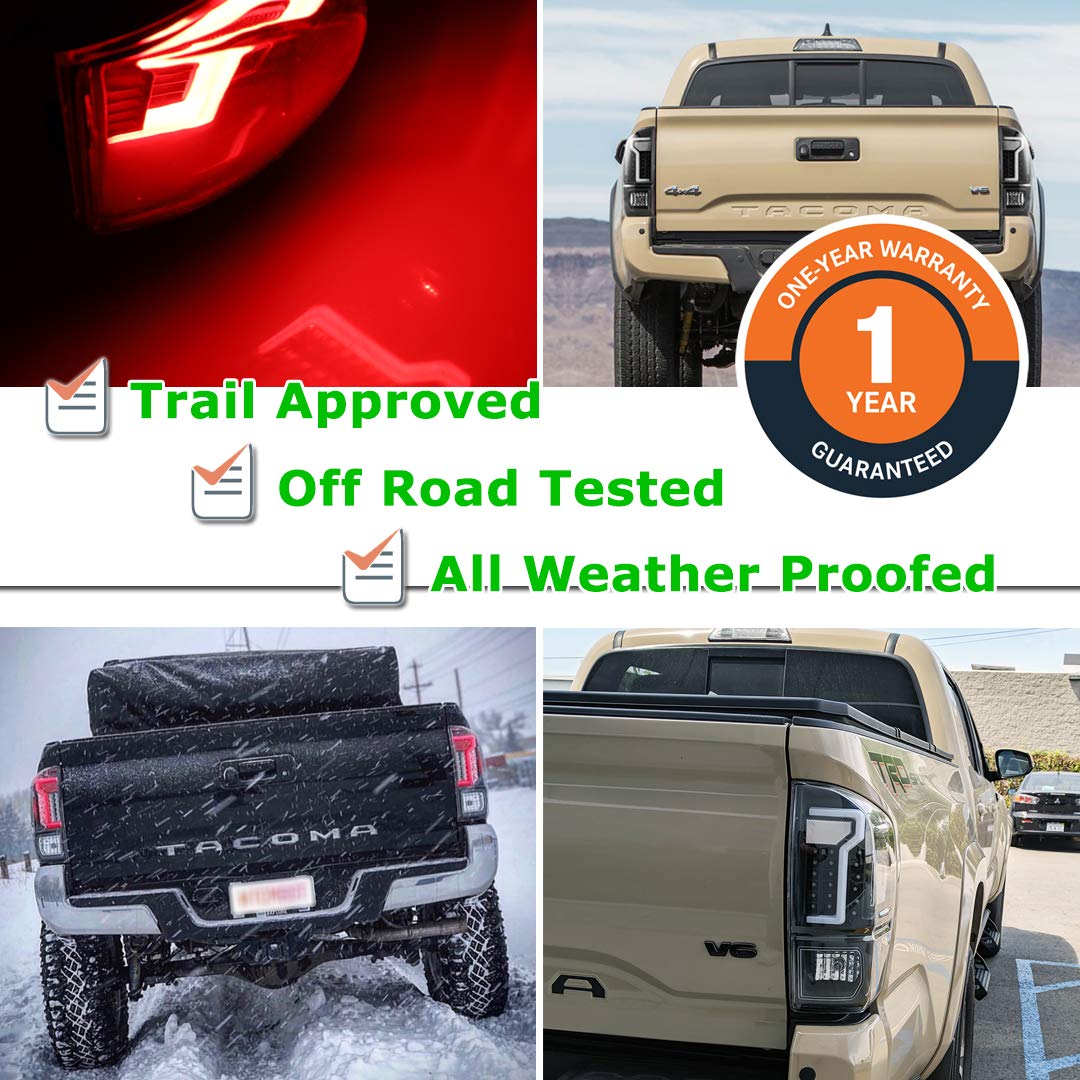 Winjet LED Tail Light Assembly for [2016 2017 2018 2019 2020 2021 2022 2023 Tacoma Toyota] LED Glow Bar Running Tail Lights Rear Light,1 PAIR,Driver and Dassenger Sides