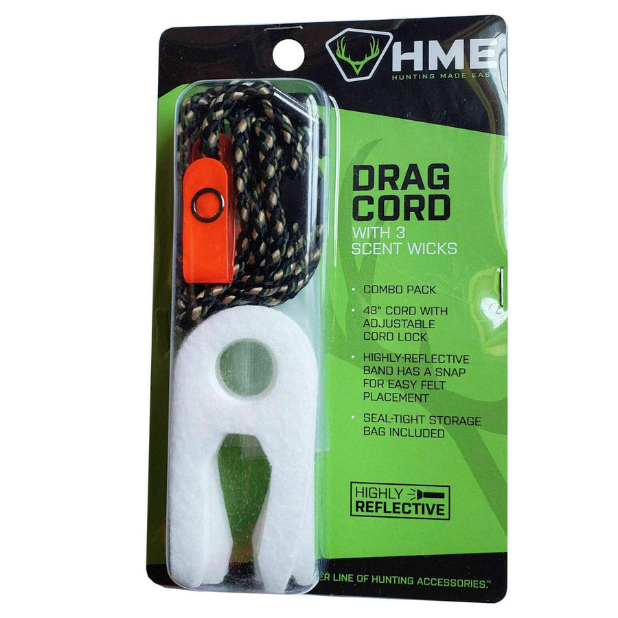 HME Scent Wicks Big Dipper with Drag Cord | Easy-to-Use Highly-Effective Combo of 3 Scent Wicks, 48" Cord with Adjustable Loop & Reflective Attachment, and Resealable Storage Bag