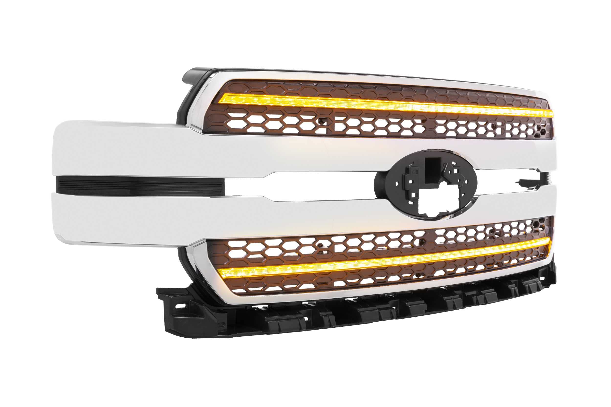 Ford F-150 18-20 Morimoto XBG LED DRL Grille, Plug and Play Chrome Grille with Amber LED DRL (XBG15)