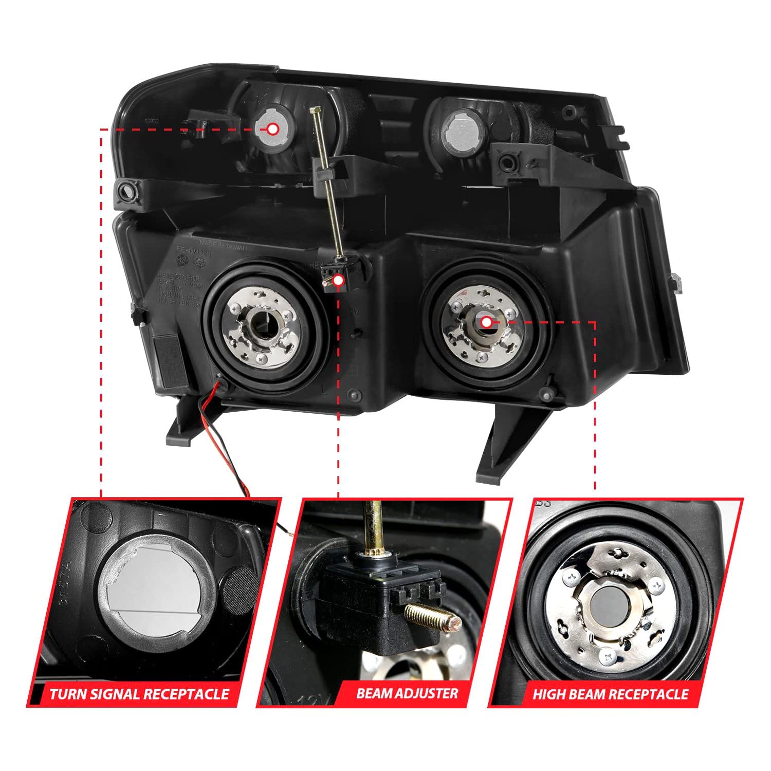 04-12 GM Colorado/Canyon/I-Series Anzo USA - Crystal Headlights - w/Light Bar Black Housing 4pcs (111558)