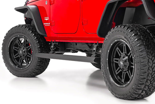 Rough Country Power Running Boards with LED Step Lights for JK Jeep Wrangler (2007-2018) - Dual Motor Electric Powerstep Board & Retractable Steps