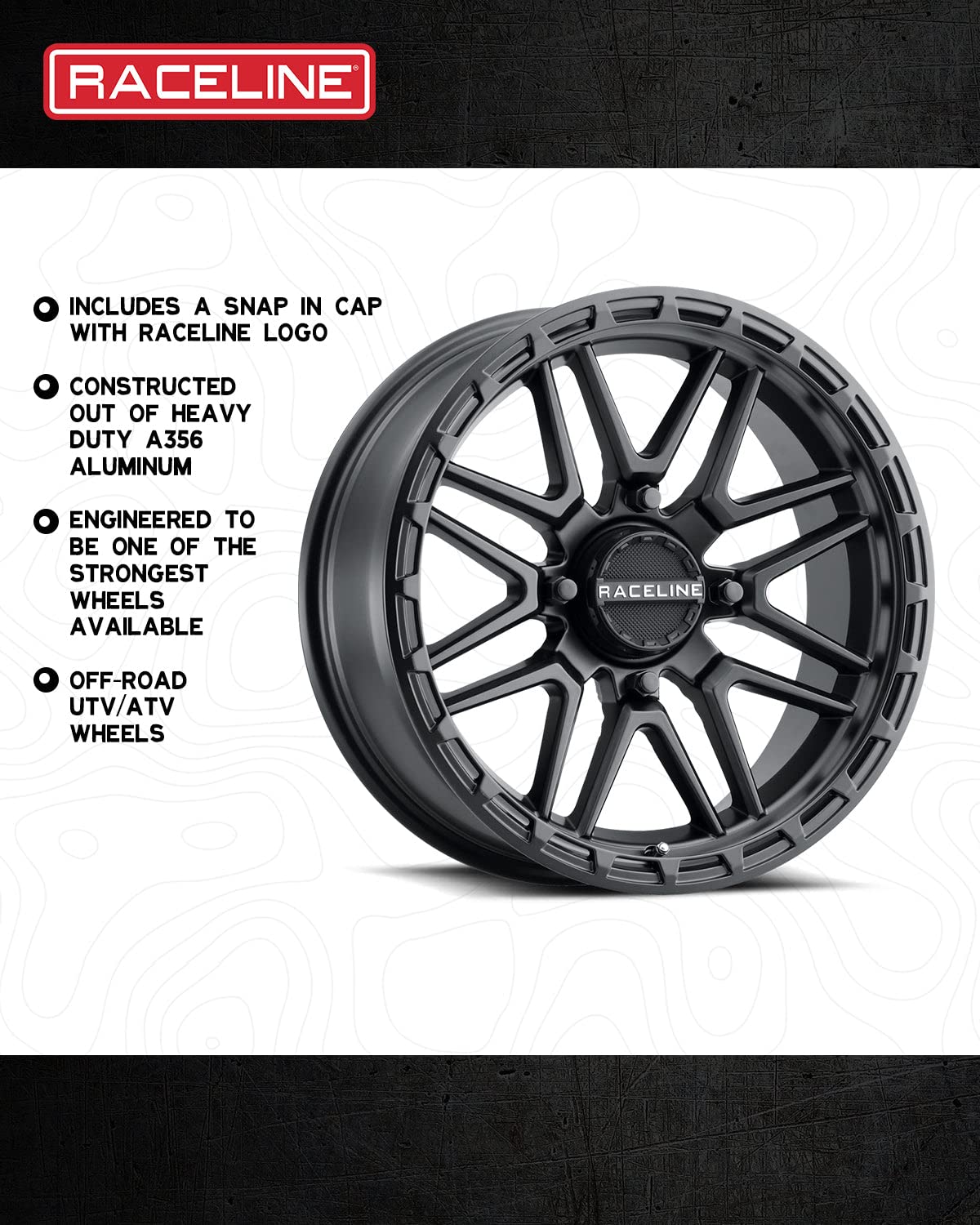 Raceline A11B KRANK XL UTV/ATV Wheel Black 18x7" 4x156", 0 mm offset/(4"B/S)