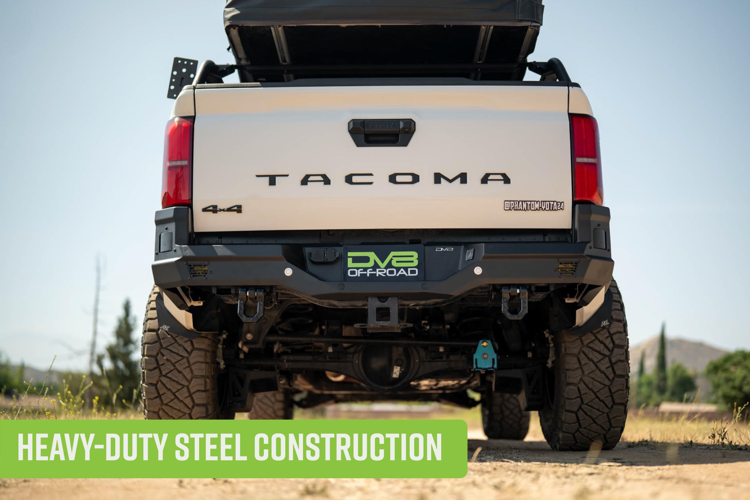 Offroad DV8 Spec Series Rear Bumper for 2024-2025 Toyota Tacoma | Full-Width Design | (2) 3" Pod Light Mounts | Retains OEM Rear Sensors & Blind Spot Monitoring | Powder Coated | Steel Construction