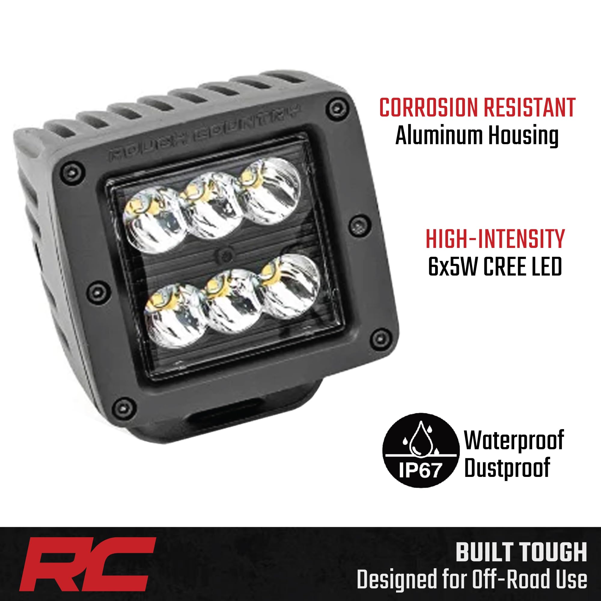 Quad Rough Country 2" Cube LED Light Kit for Toyota Tundra (2014-2021) - Lower Windshield Mount, 9,600 Lumens, Spot Combo Off-Road Lighting