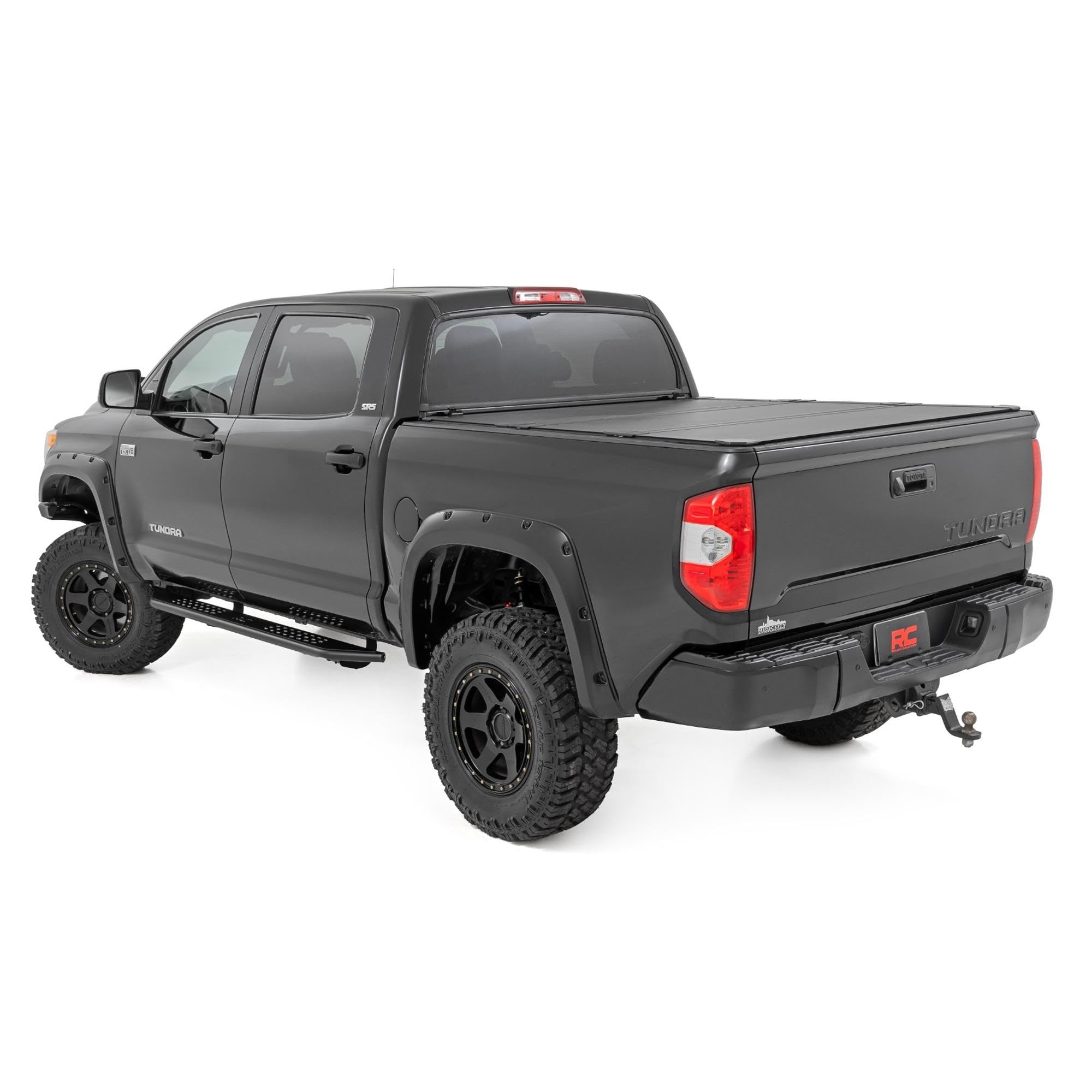 Rough Country Running Boards OV2 for Toyota Tundra (2007-2021) Crew Cab - Contoured Side Step Bars, Easy Bolt-On Install