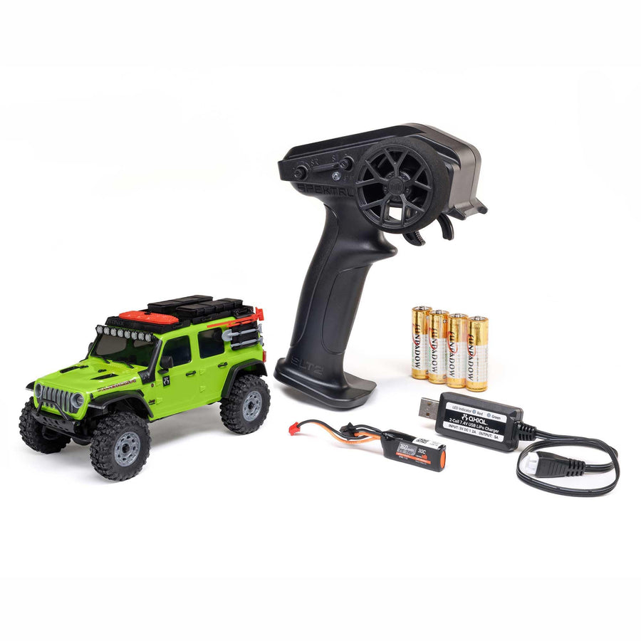Axial RC Truck 1/30 Jeep Wrangler JLU SCX30 4X4 RTR Brushed Rock Crawler (Battery & Charger Included), Green, AXI-2261T1