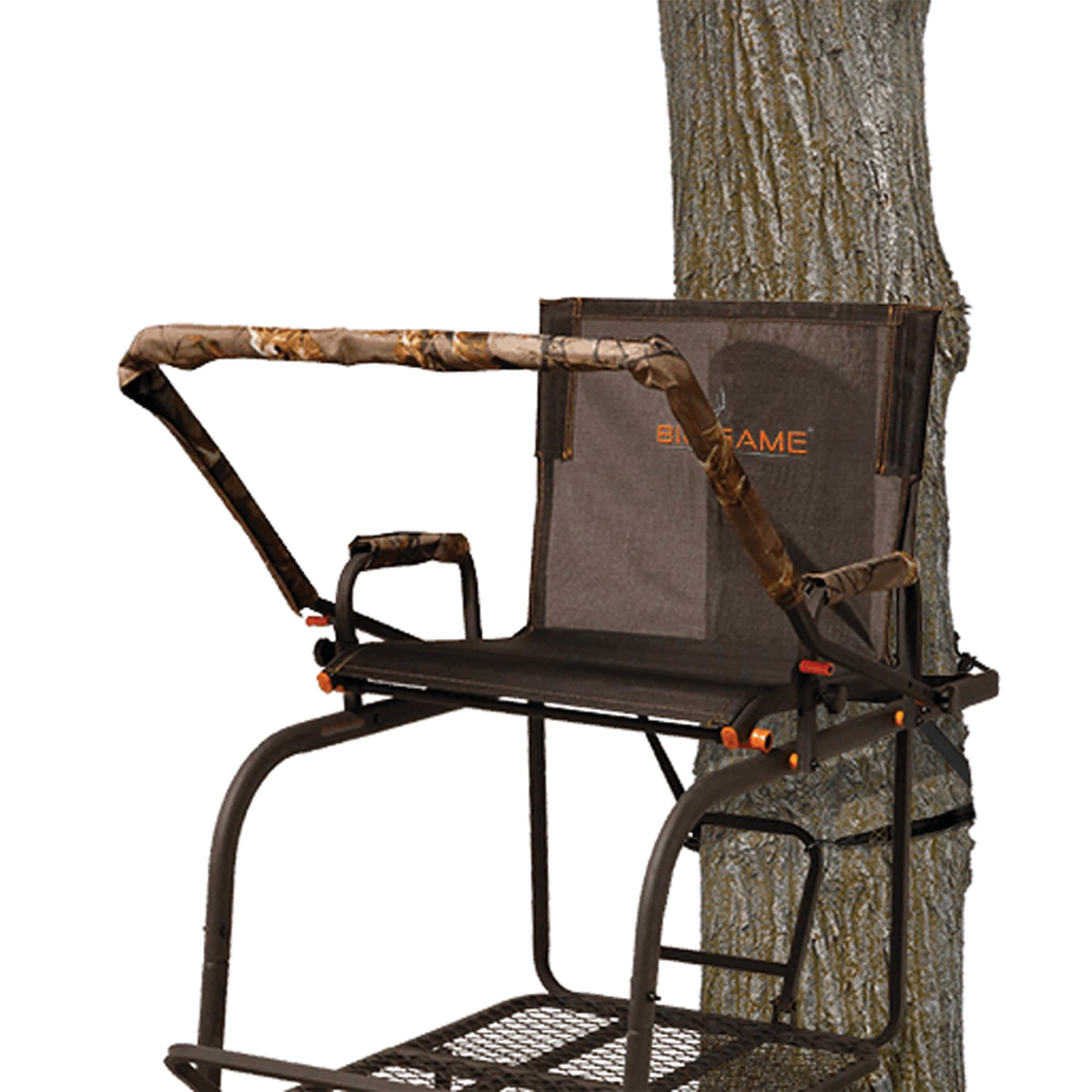 1-Person BIG GAME Ladder Tree Stand for Hunting Deer with Seat, Hunter, 18' Tall, Black - Adjustable Climbing Treestand with Platform and Safety Harness for Shooting