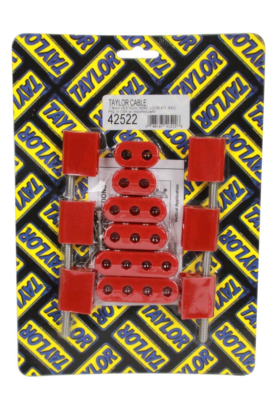 42522 Taylor 7-8mm Vertical Wire Loom Kit Red