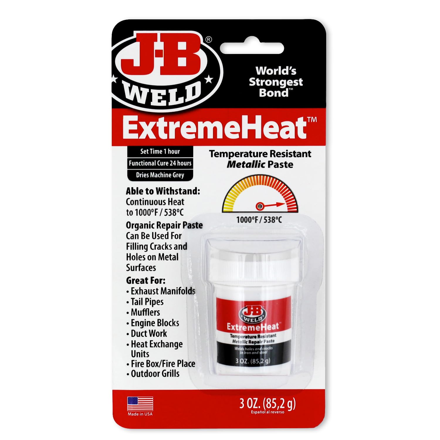 ExtremeHeat J-B Weld 37901 High Temperature Resistant Metallic Paste - 3 oz
