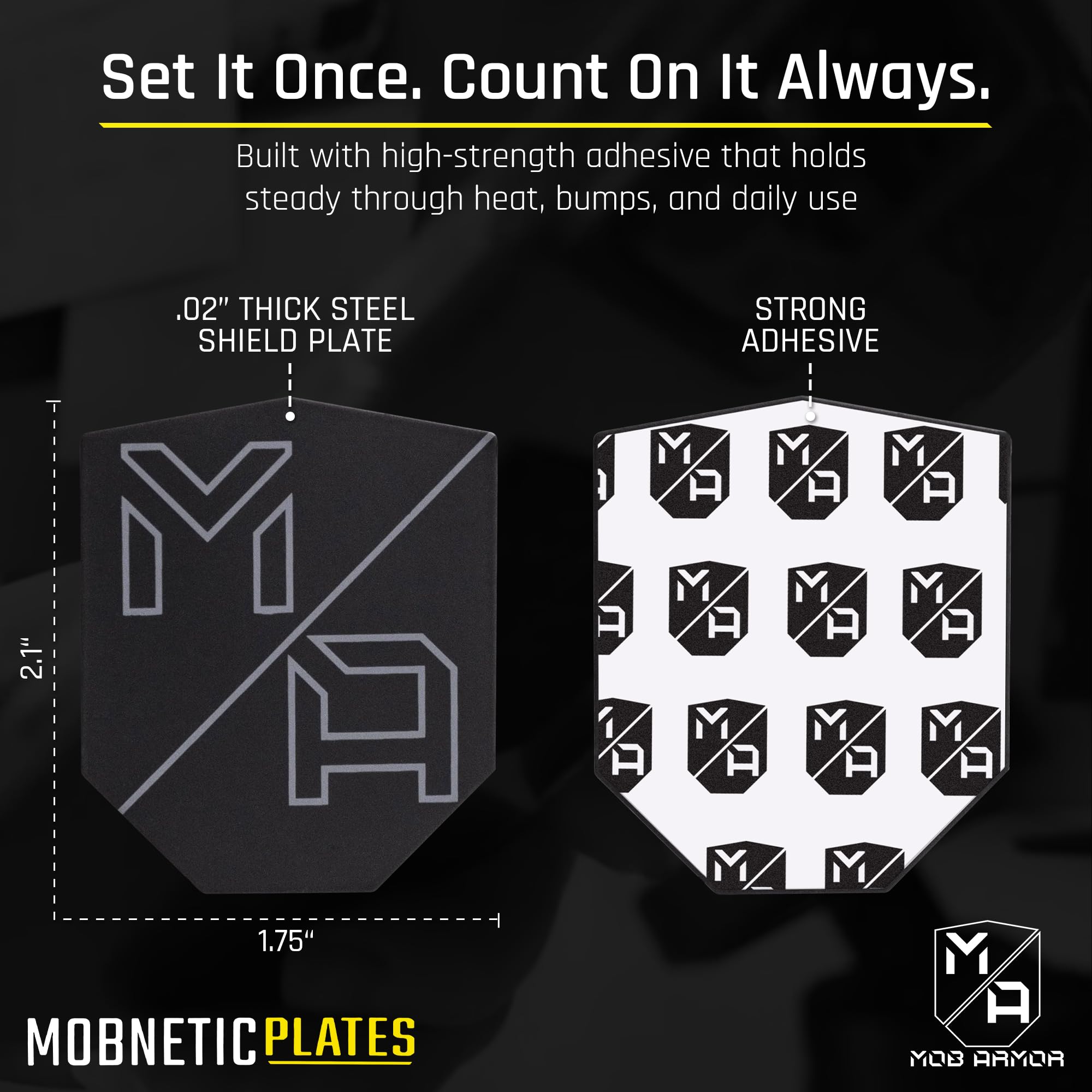 Mob Armor Plates MobNetic (2 Pack) - Compatible with Mob Magnetic Phone Mount for Car - Universal Smartphone Mounting Plates - Best Vehicle Accessory for Cellphone - Black