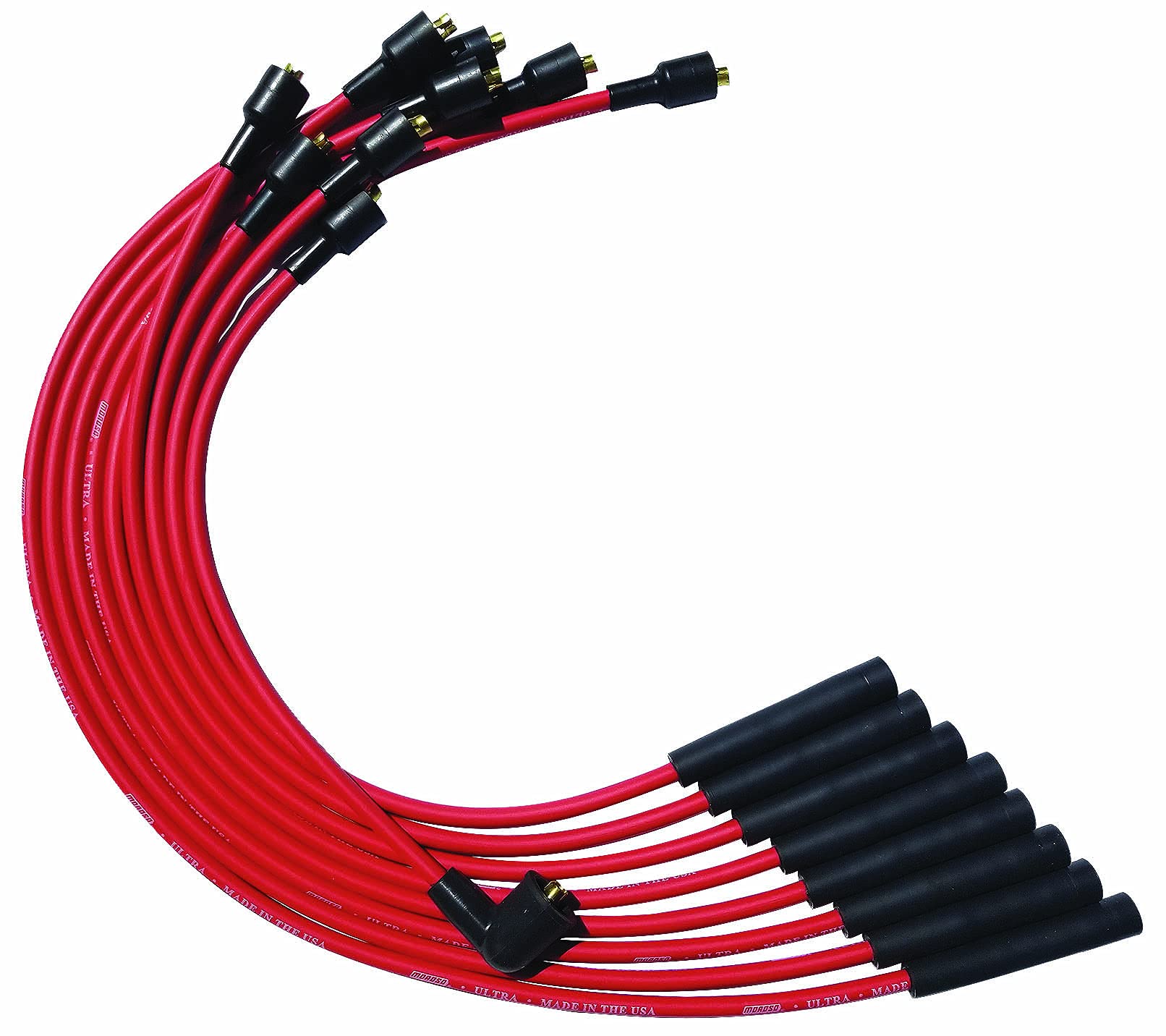 Moroso Ultra Series 52056 Red Spark Plug Wires, Mopar Chrysler Early 273/318/340/360, Straight Plug Ends, Straight Distributor Ends