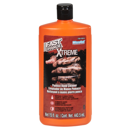 25616 Fast Orange Xtreme Heavy Duty Hand Cleaner, Natural Citrus Scent, Waterless Cleaner For Mechanics, Strong Grease Fighter, Eliminates Odors while Protecting Skin 15 Fl. Oz