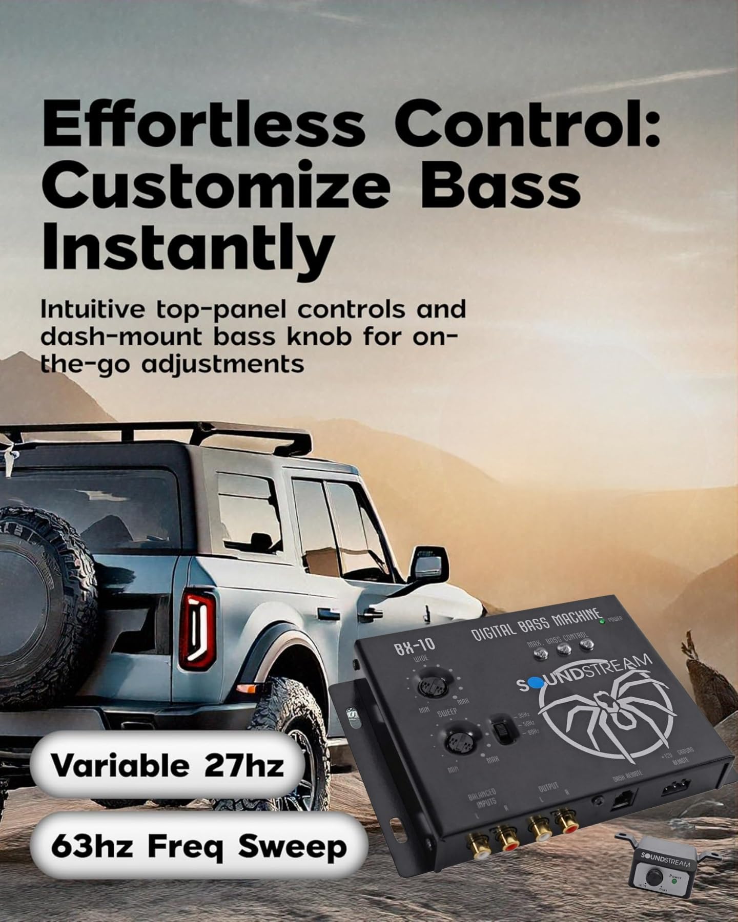 Bass Enhancer Processor Soundstream BX-10 – Car Audio Bass Restoration Processor with Remote Control | Epicenter Alternative for Factory & Aftermarket Sound Systems | Subwoofer Bass Booster