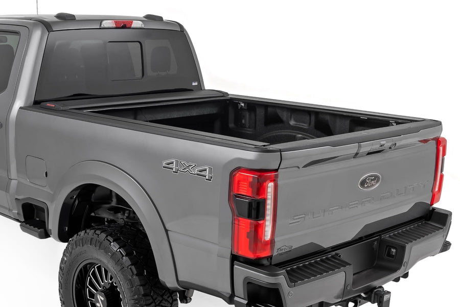 Rough Country Tonneau Retractable Truck Bed Cover for Ford F-250 & F-350 Super Duty (2017-2025) - Fits 6'10 (81.9") Bed, Weather-Resistant, Sleek Sliding Design