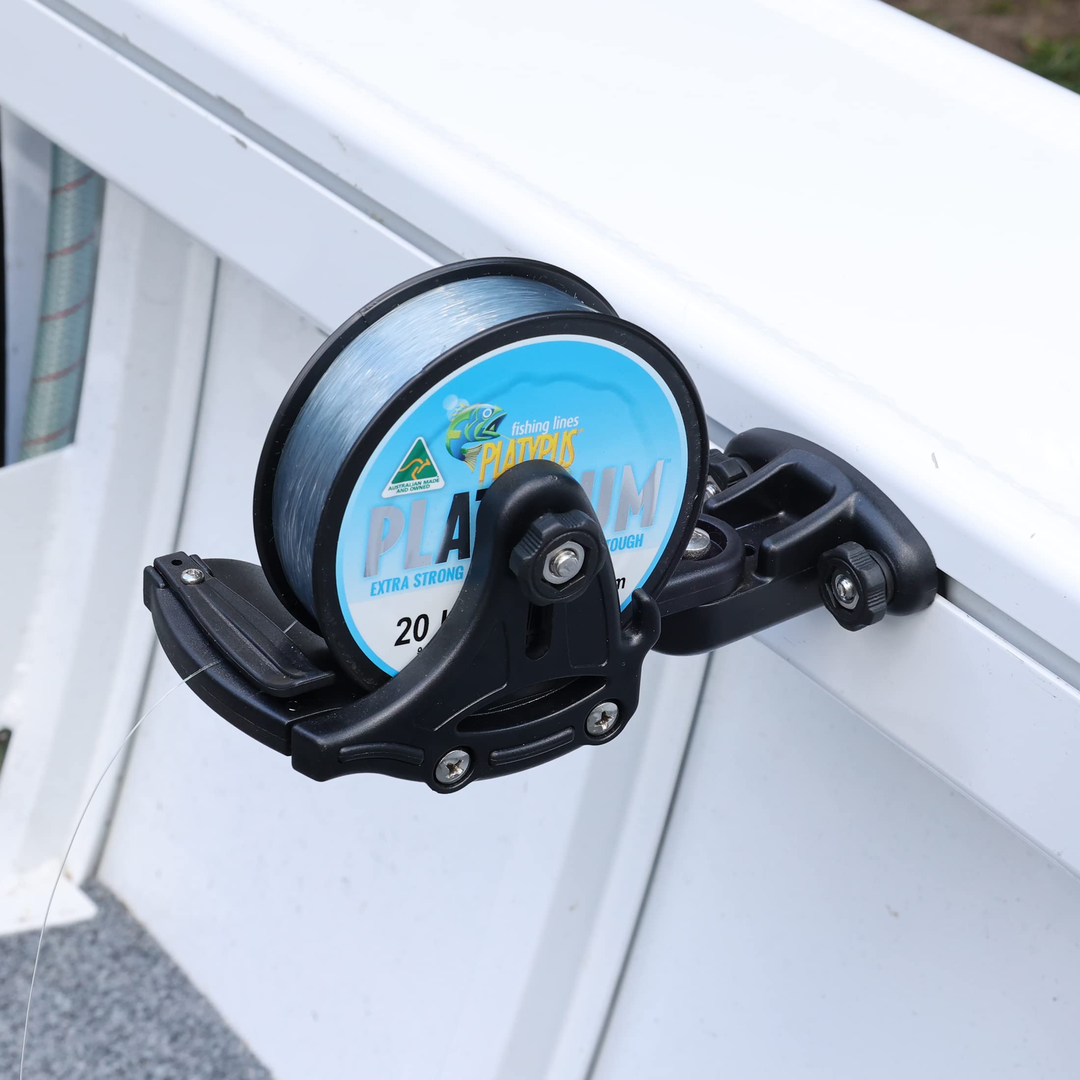 Fishing Reel RAILBLAZA Spooler System Compatible with Gunnel Track Mount for Boat or Kayaks, Compatible with Wide Range of Spools
