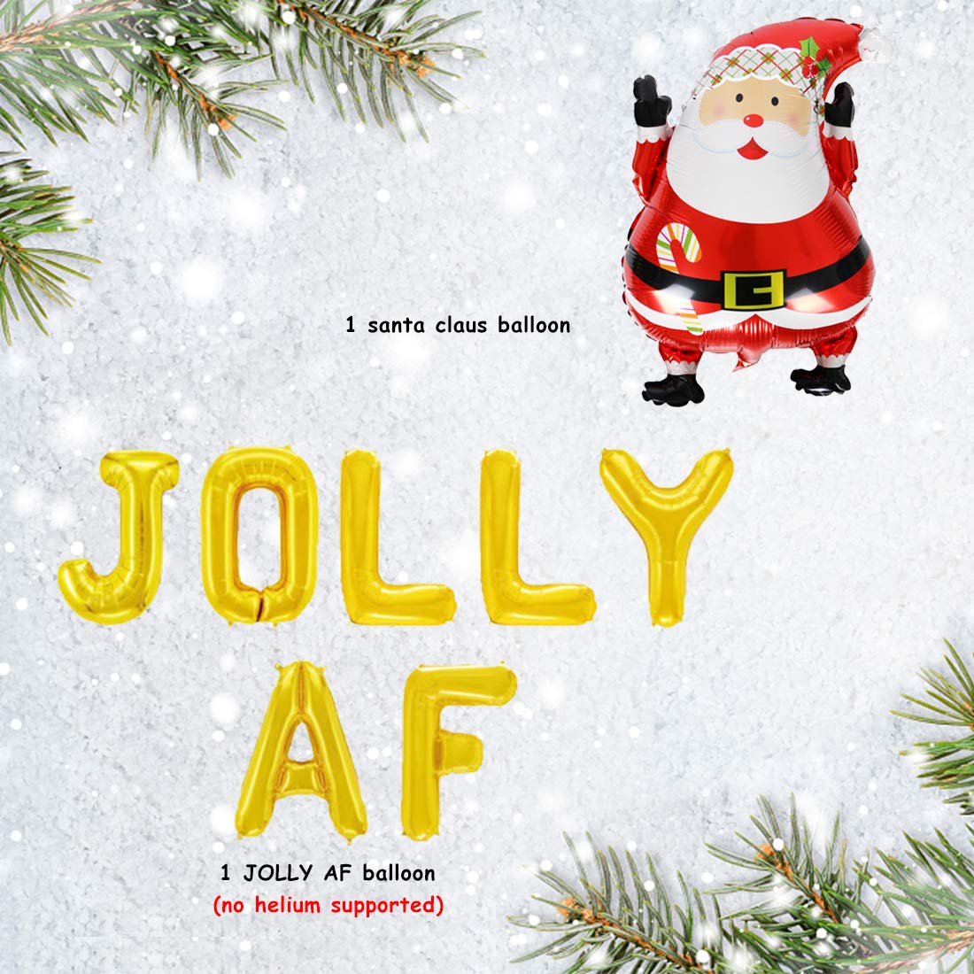 Jolly Christmas Af Party Decorations - JOLLY AF Balloon for Friendasmas Holiday Xmas Party Decoration
