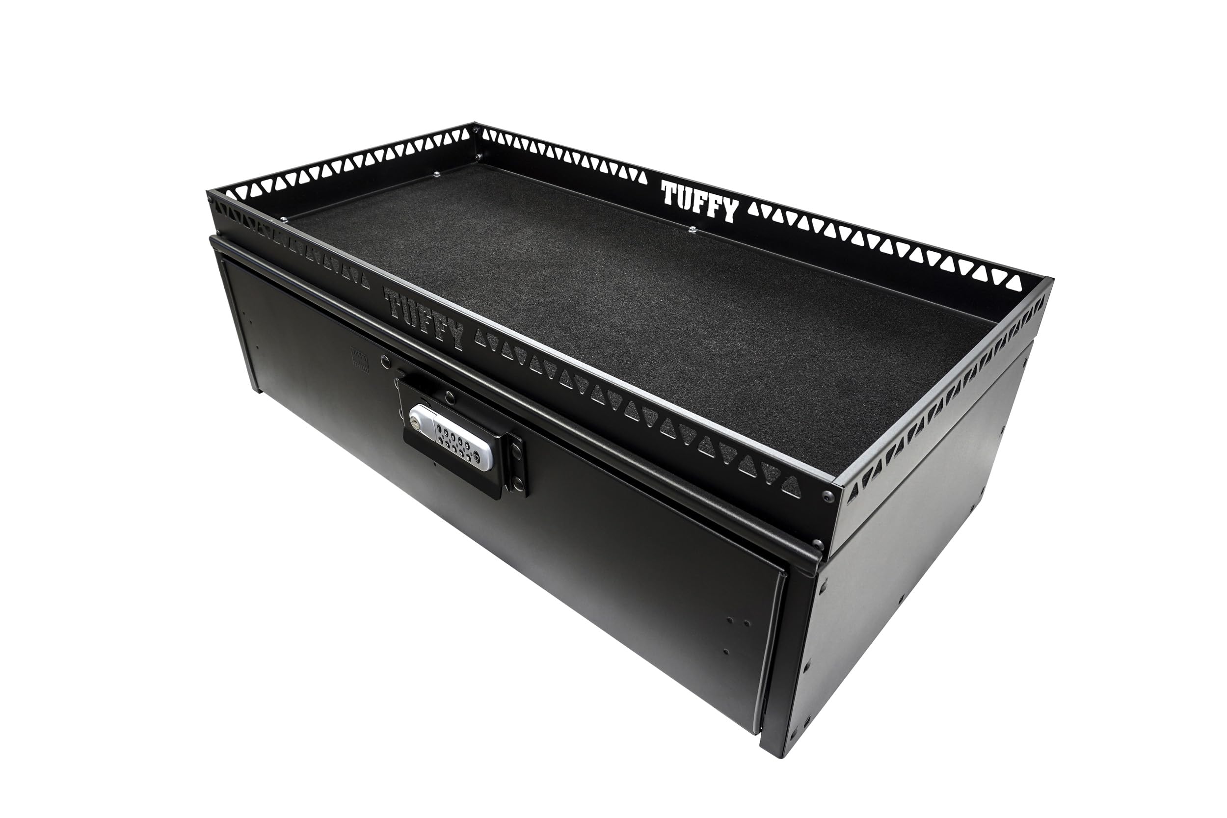 Security Drawer Tuffy with Shelf – Universal Fit for Mid-Sized SUVs | Heavy-Duty Locking Cargo Storage Box | Black Steel, 85 lb Capacity