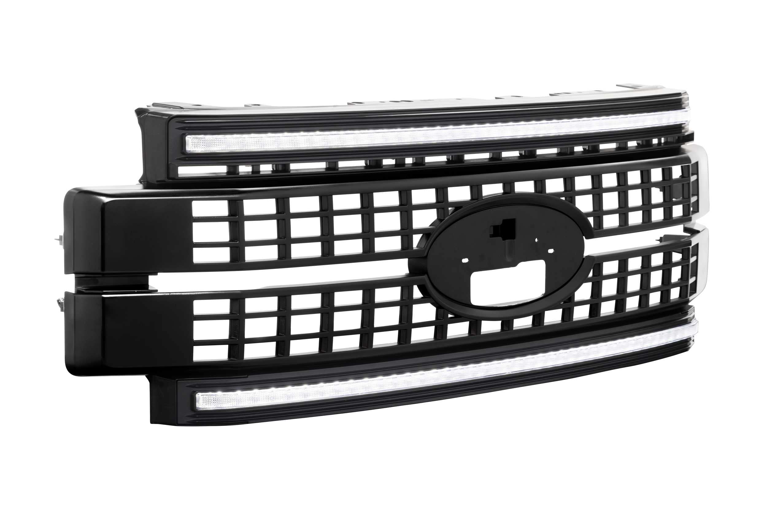 Morimoto LED DRL XBG Grille Fits Ford Superduty 17-19, Plug and Play Paintable Black Grille with White LED DRL (XBG05)