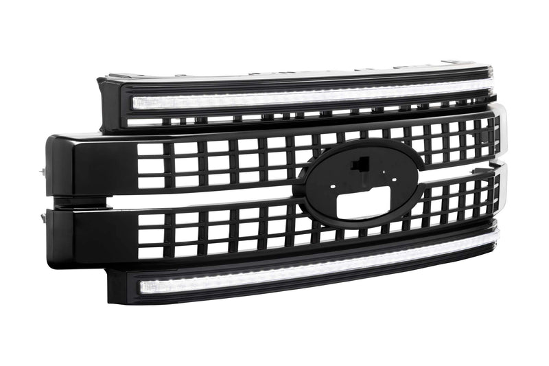 Morimoto LED DRL XBG Grille Fits Ford Superduty 17-19, Plug and Play Paintable Black Grille with White LED DRL (XBG05)