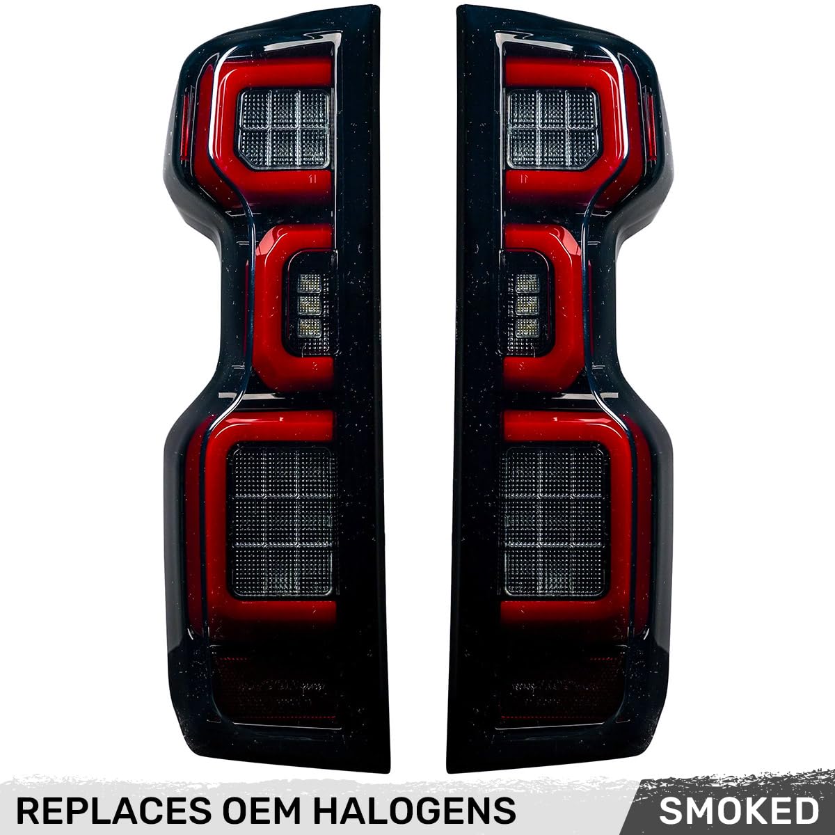 RECON - Fits 19-25 Silverado 1500 & 20-23 Premium OLED 2500/3500 Tail Lights Ultra Bright Running Lights (Replaces Factory/OEM Halogen Tail Lights Only) (SMOKED LENS)