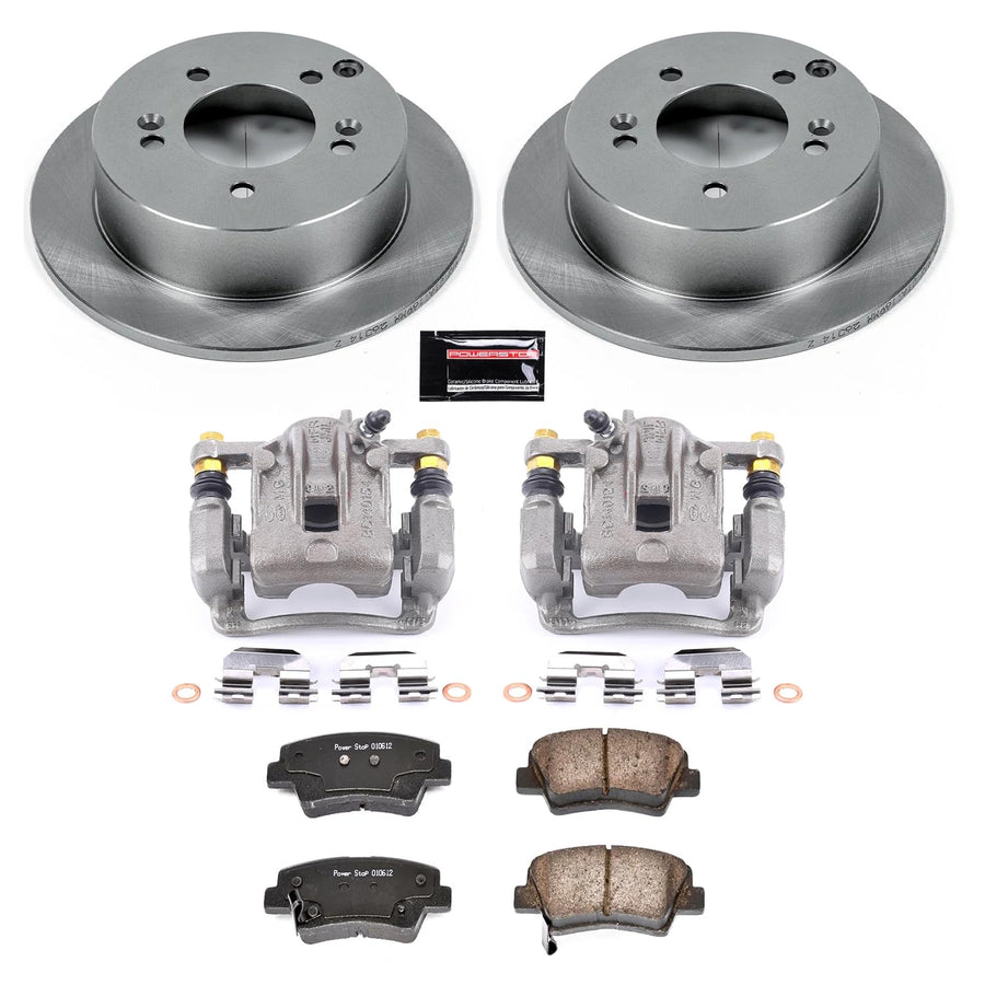 Power Stop KCOE5395 Replacement Autospeciality Rear Caliper Kit- OE Rotors, Ceramic Brake Pads, Calipers For Hyundai Sonata 2009-2010 [Model Specific]