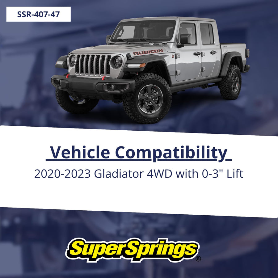 SuperSprings Pair of Left and Right Rear Black SumoSprings SSR-407-47 fits 2020-2023 Gladiator 4WD with 0-3" Lift | Reduces Rear End Sag | Decreases Vibration | Stabilizes Sway