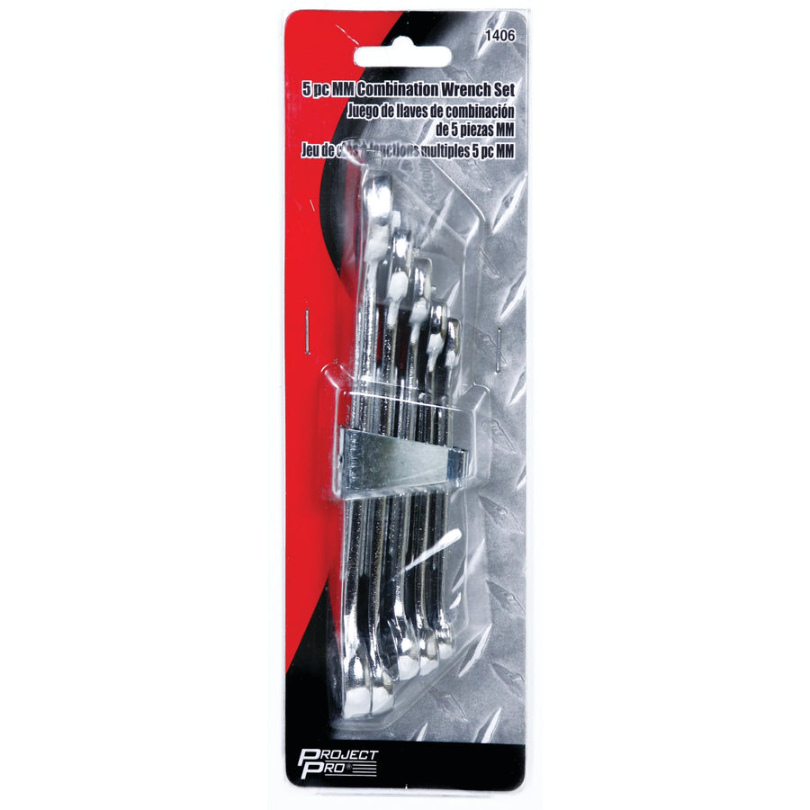 1406 Performance Tool MM Combo Wrench Set, 5-Piece Alloy Steel Metric Sizes 8-17mm