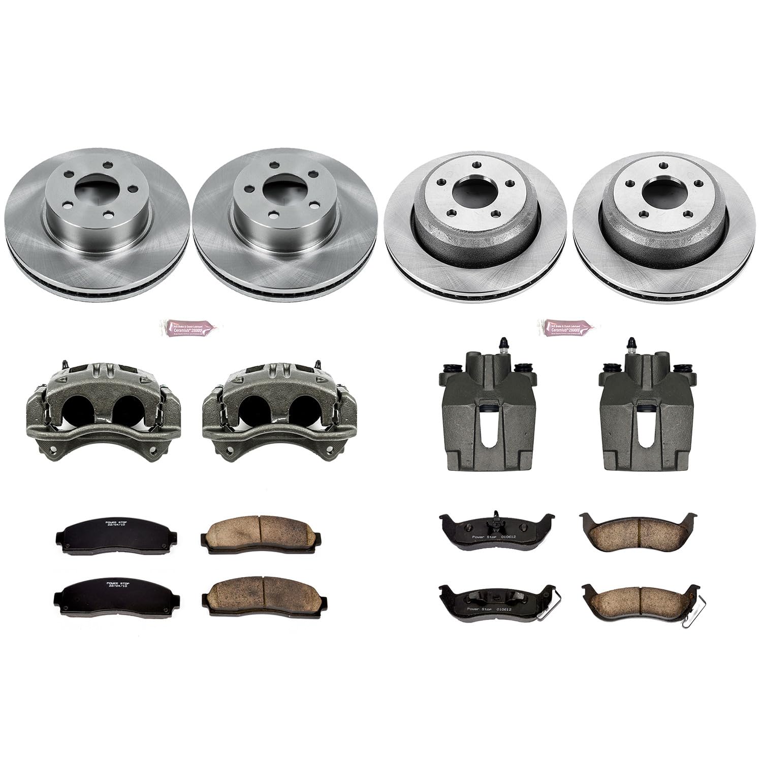 Power Stop KCOE6273 Stock Replacement Front and Rear Brake Kit (with Calipers) For Ford Ranger 2010-2011 [Model Specific]