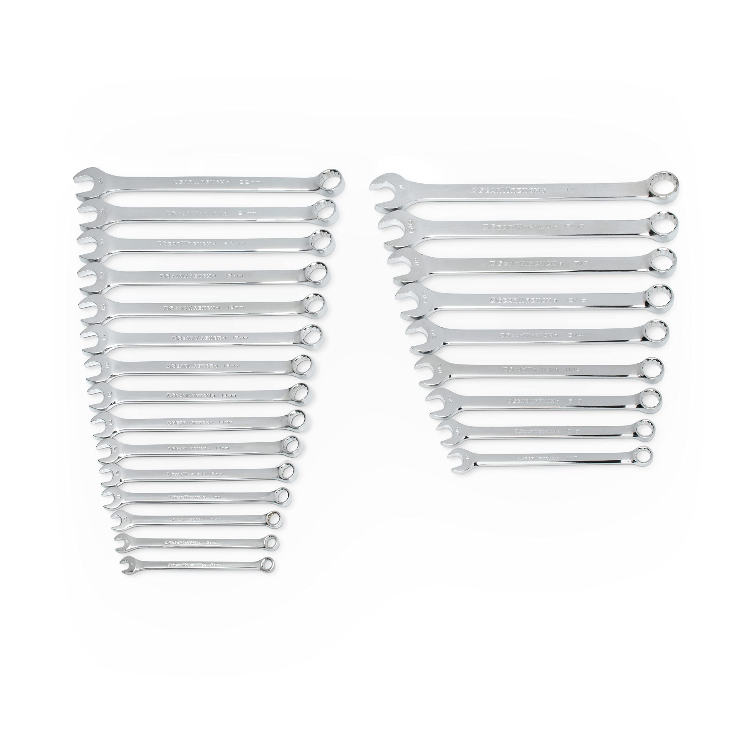 Long Pattern GEARWRENCH Combination SAE/Metric Wrench Set 24 Pc., 12 Point - 81900