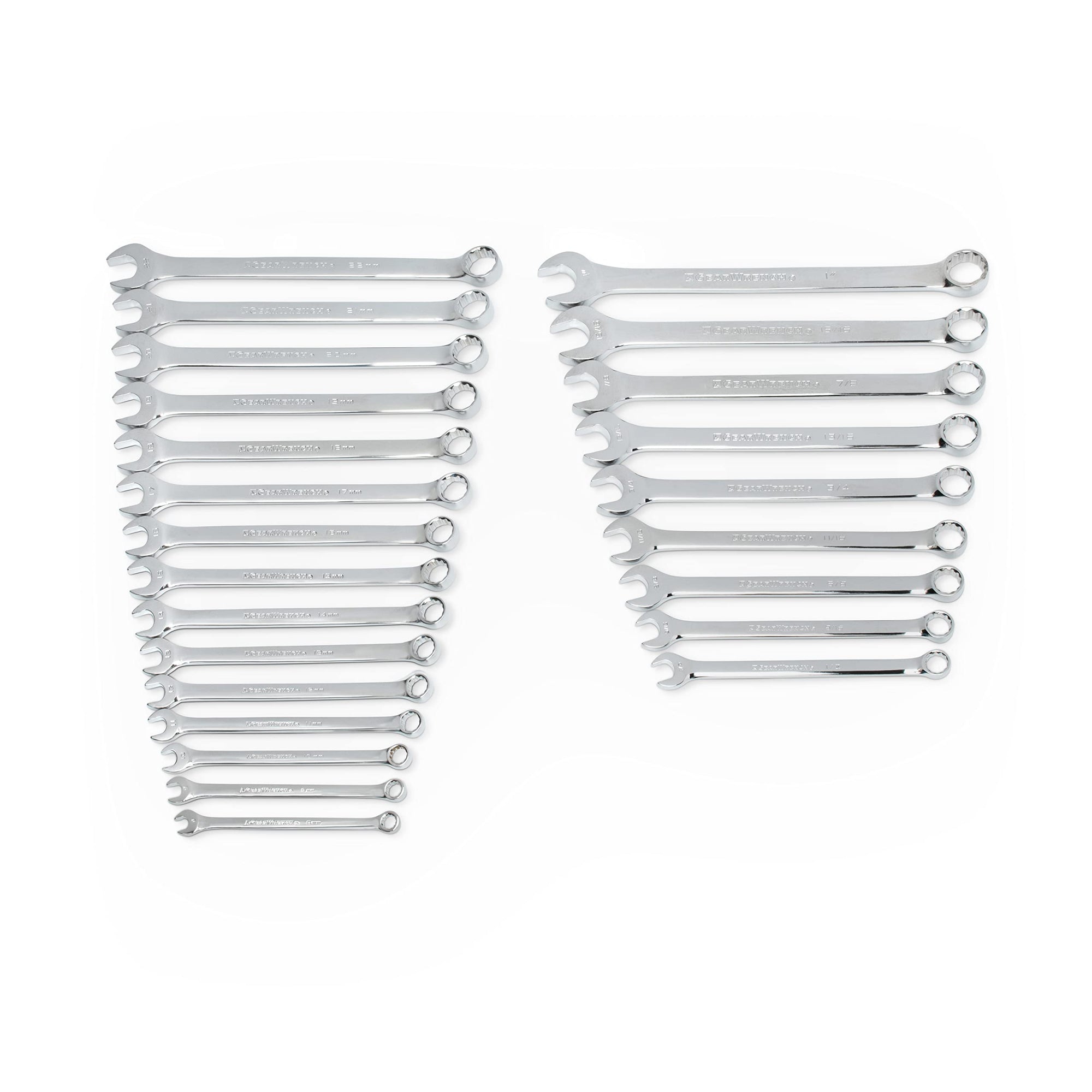 Long Pattern GEARWRENCH Combination SAE/Metric Wrench Set 24 Pc., 12 Point - 81900