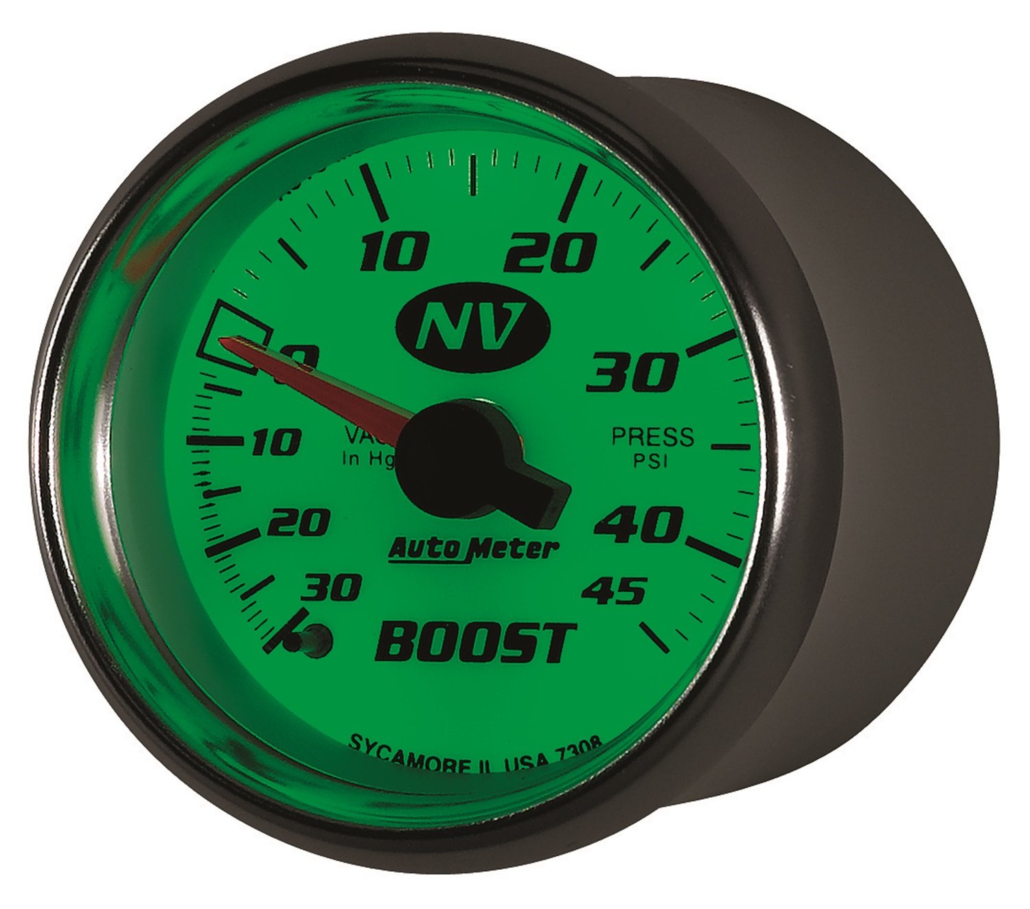Auto Meter NV 7308 2-1/16" 30 in. Hg/45 PSI Mechanical Vacuum/Boost Gauge