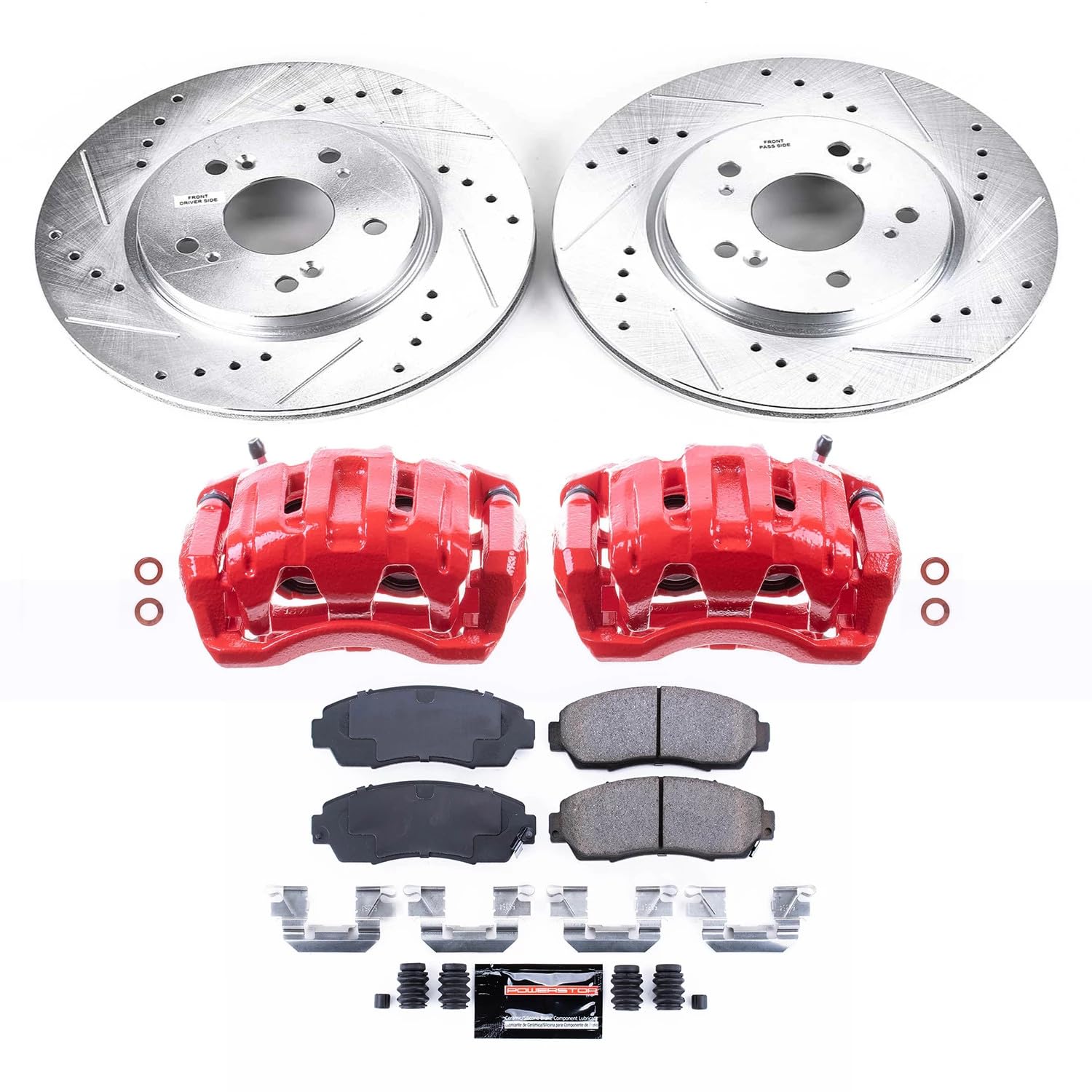 Power Stop Z23 KC228 Evolution Sport Brake Upgrade Kit with Powder Coated Calipers- Front For Acura RDX, Honda Accord Crosstour, Honda CR-V, Honda Cross [Model Specific]