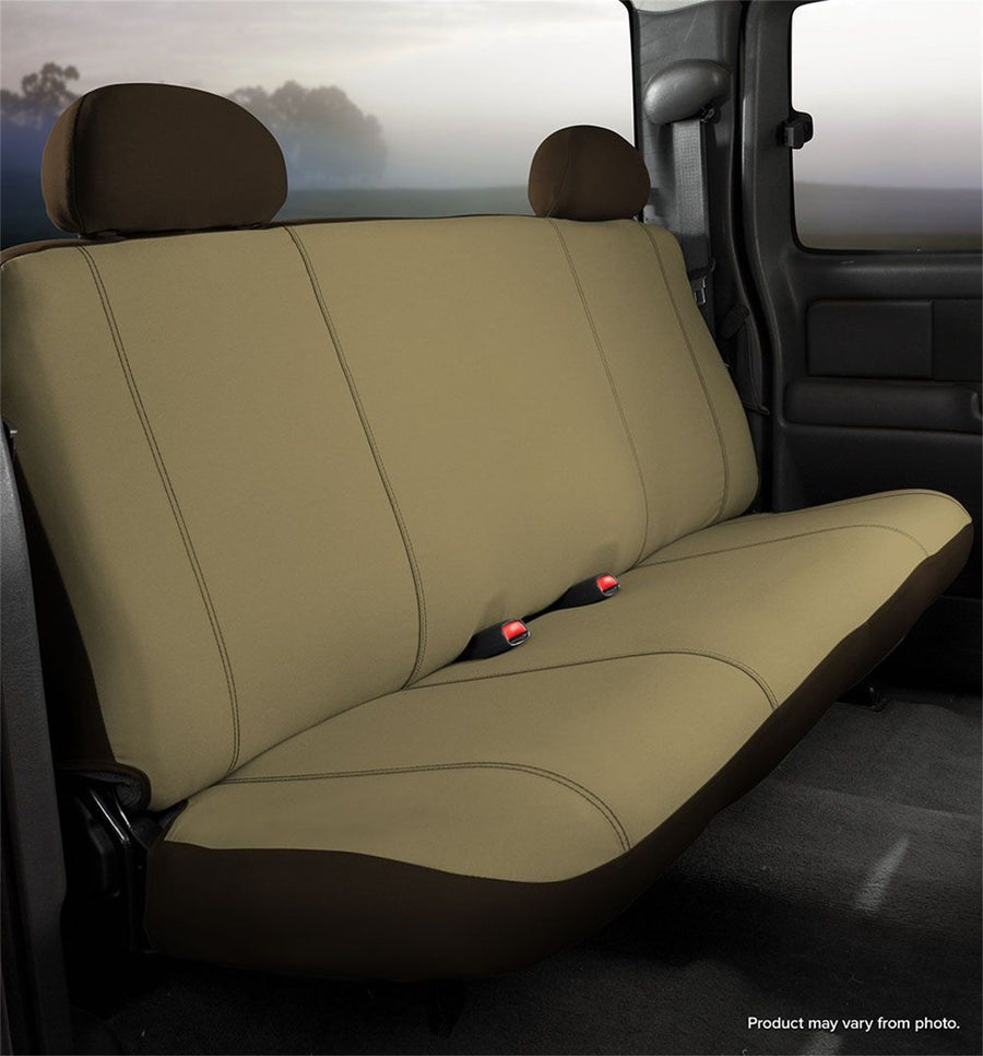 Fia Seat Protector SP82-95TAUPE Custom Seat Cover; Poly-Cotton; Taupe; Rear; Bench Seat; w/Adjustable Headrests;